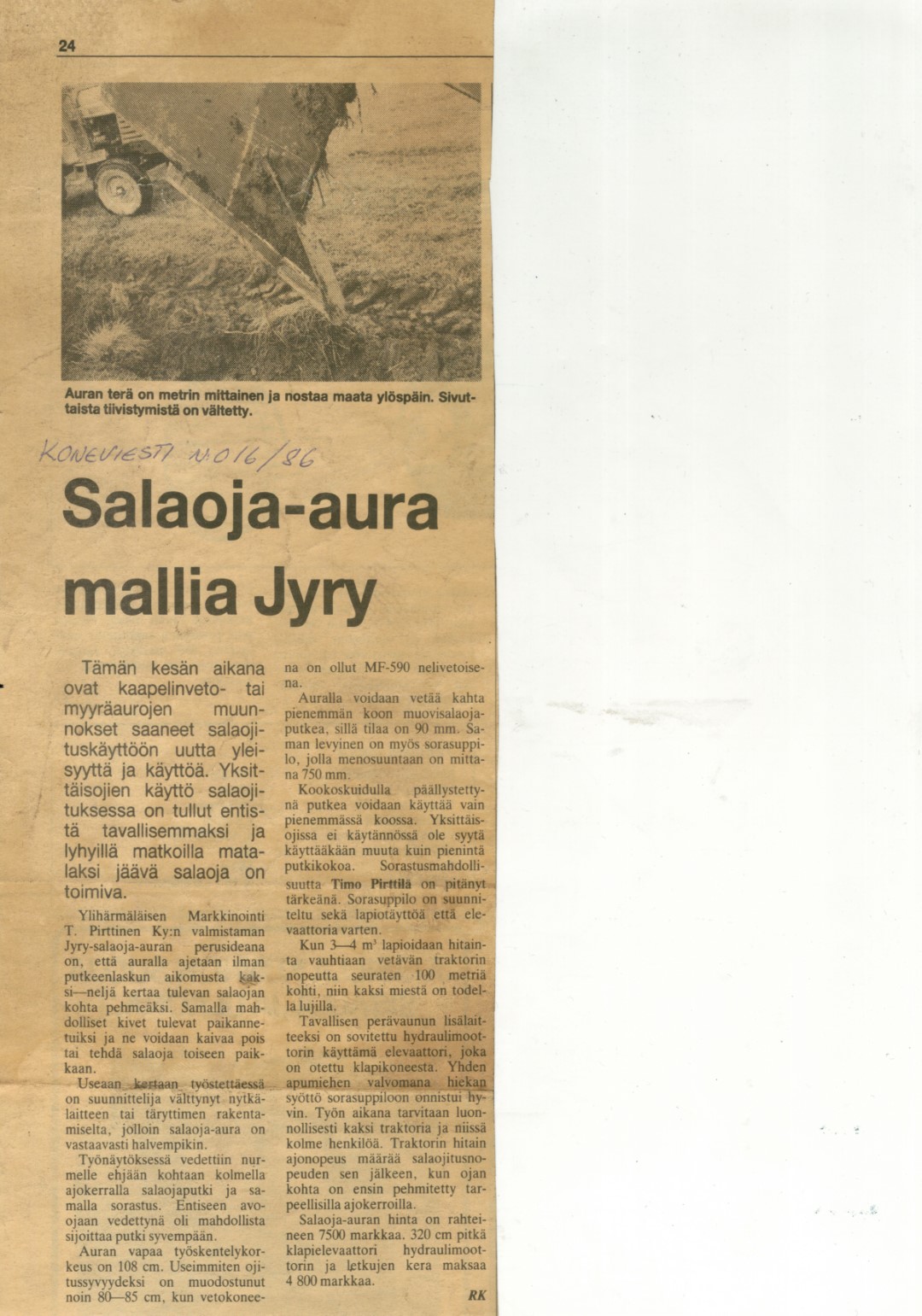 Jyry salaoja-aura lehtileike KV 16/1986
